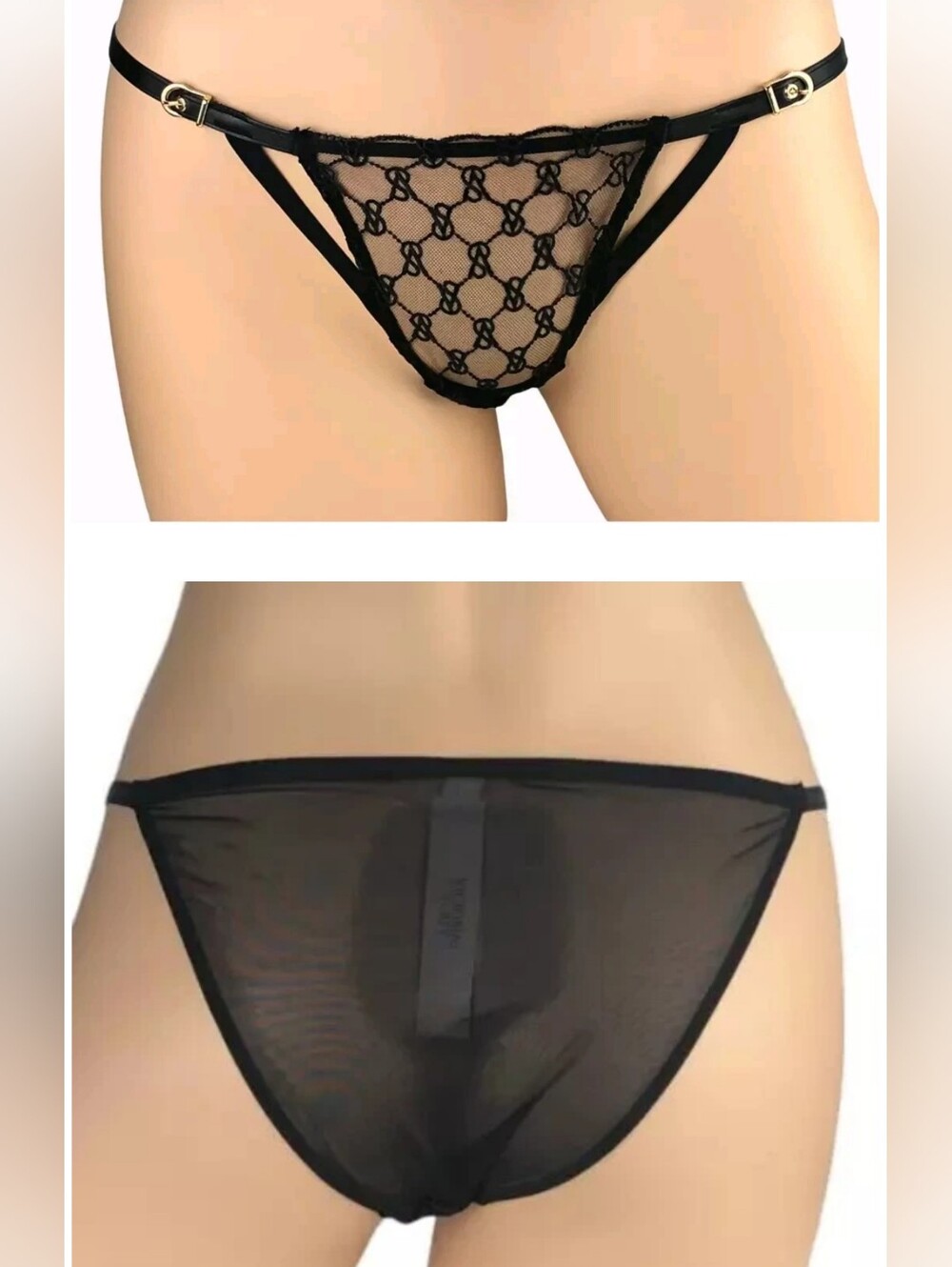 Victoria's secret VERY SEXY VS Logo Embroidery faux leather String Bikini panty